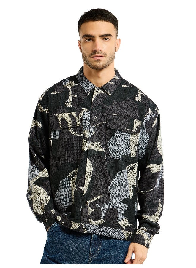 Beyoung Pine Grove Green Camo Print Shacket  - Image 1