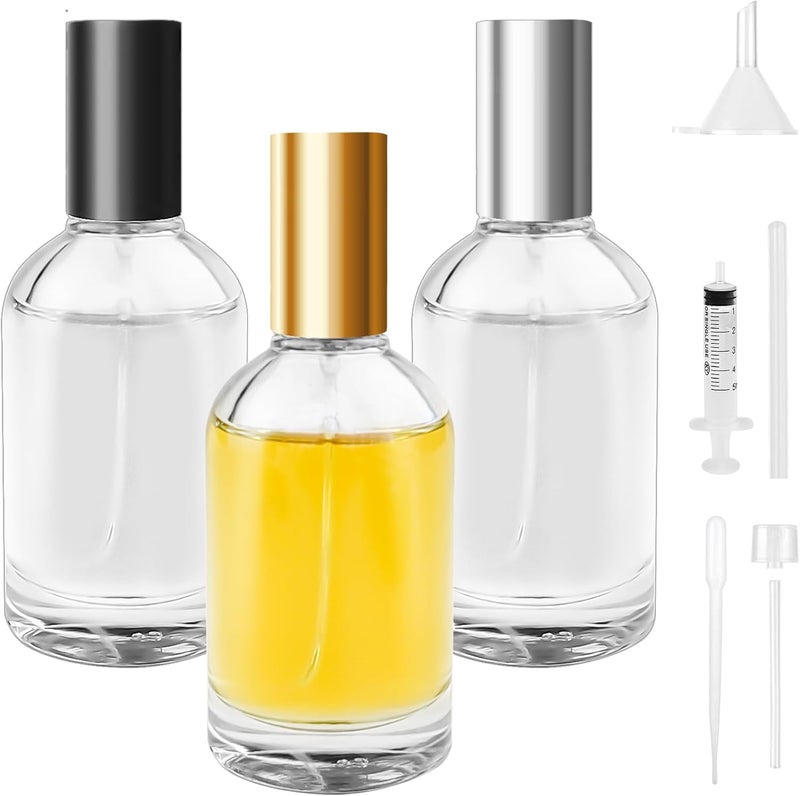 3 عبوات رذاذ سعة 50 مل، عبوات رذاذ صغيرة سعة 50 مل، زجاجة رذاذ عطر قابلة لإعادة التعبئة، زجاجة رذاذ عطر دقيق مع حقنة، أدوات توزيع للتنظيف والعطور ومستحضرات التجميل - Image 1