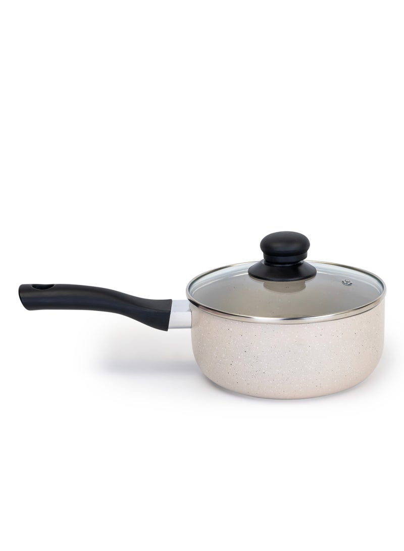 ويلسون طقم أواني طهي ويلسون 7 قطع من الألمنيوم بطلاء رخامي غير لاصق – هيكل متين، مقابض مقاومة للحرارة، أغطية زجاجية مقسّاة – مثالي للطبخ الصحي – لون كريمي - Image 5