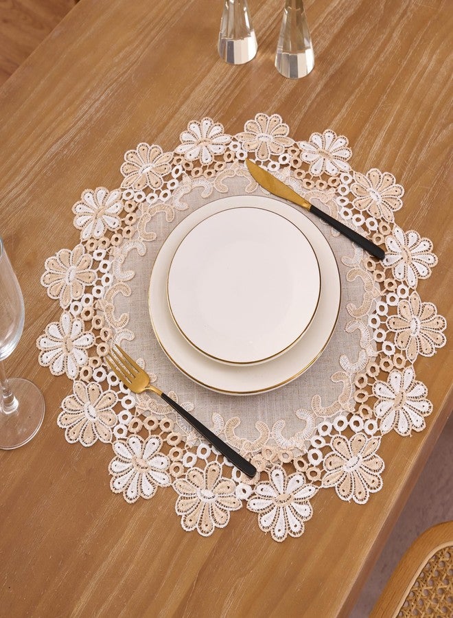 VIRFONOR European Antique Jacquard Lace Table Doilies,Small Farmhouse Linen Embroidered Table Topper Scarf Place Mat RusticTable Cover (Flower Style B, Diameter 15.7Inch) - Image 5