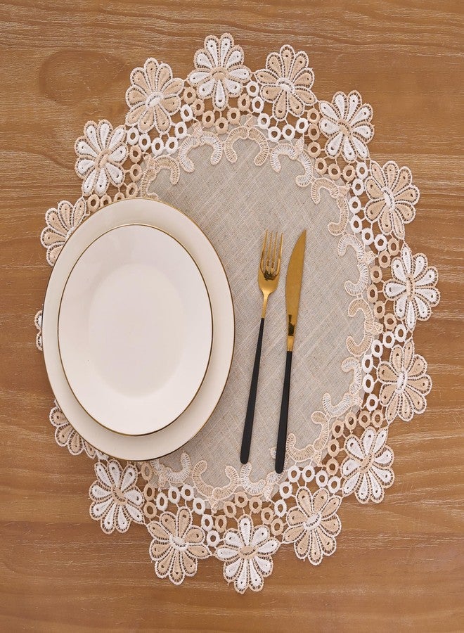 VIRFONOR European Antique Jacquard Lace Table Doilies,Small Farmhouse Linen Embroidered Table Topper Scarf Place Mat RusticTable Cover (Flower Style B, Diameter 15.7Inch) - Image 4
