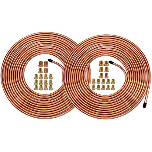 MuHize Brake Line Tubing Kit 3/16 & 1/4 inch 25Ft Dual Size - Copper Coated Alloy Steel Anti-Rust Brake Roll for Cars, Trucks, SUV - Hydraulic Fuel Transmission Line Replacement - Image 1