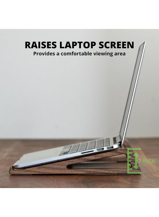 Sunspire muso wood Laptop Stand for Desk, Walnut Laptop Riser, Ergonomic Wooden Laptop Ventilated Stand with 10 to 17.3 Inches Notebook PC Computer - Walnut - Image 2