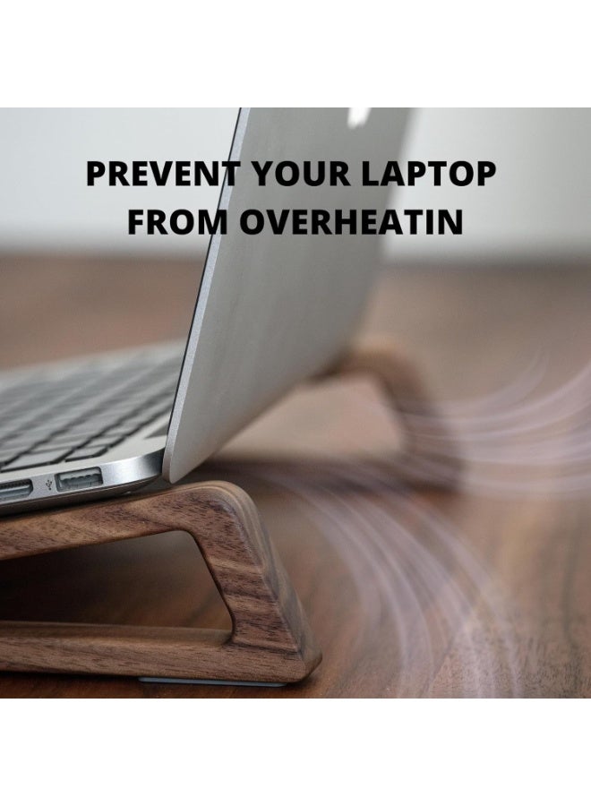 Sunspire muso wood Laptop Stand for Desk, Walnut Laptop Riser, Ergonomic Wooden Laptop Ventilated Stand with 10 to 17.3 Inches Notebook PC Computer - Walnut - Image 4