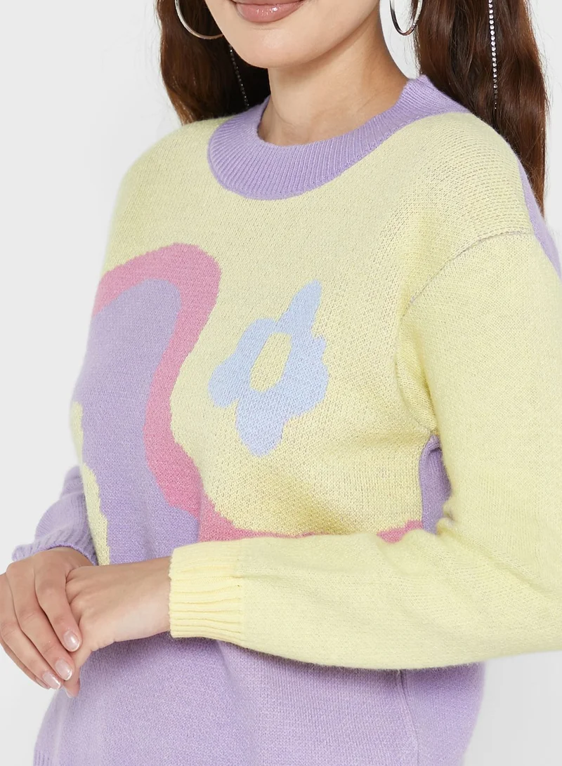 Ginger Flower Print Sweater
