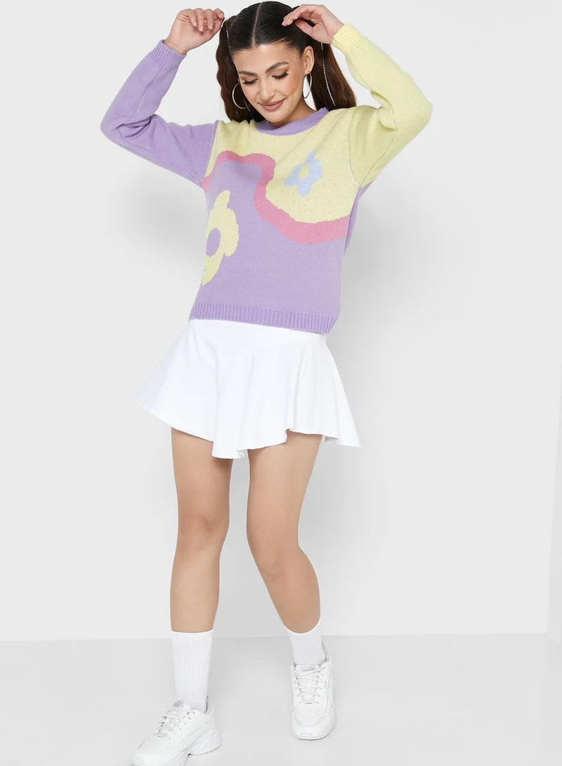 Ginger Flower Print Sweater