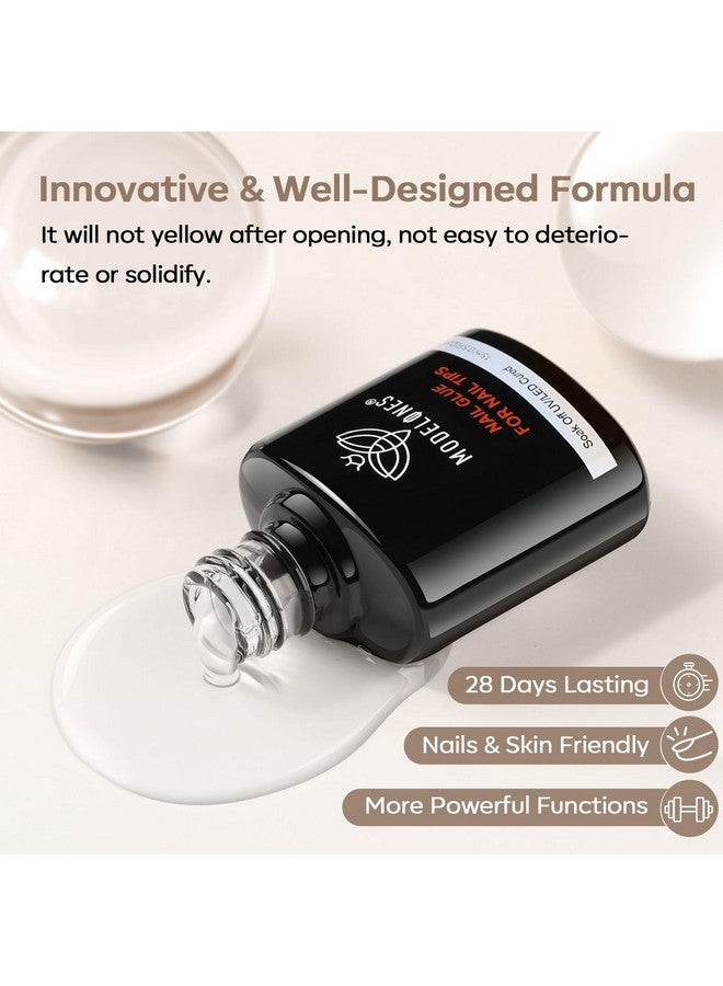 Modelones 9 in One Nail Glue Base Coat Nail Polish Set Brush On Gel Nail Glue 15 ml for Rhinestone, False Nails, Base Gel, Blooming Nail Art Gel Nail Kit for Acrylic Nails U V Lamp Needed - Image 5