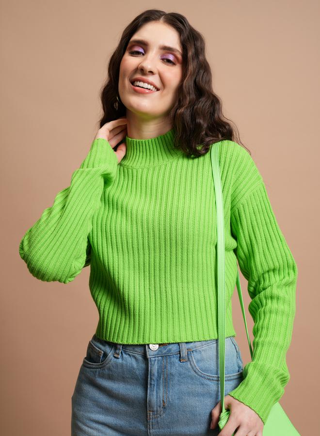 Tokyo Talkies Ribbed High Neck Long Sleeves Sweater - Image 1