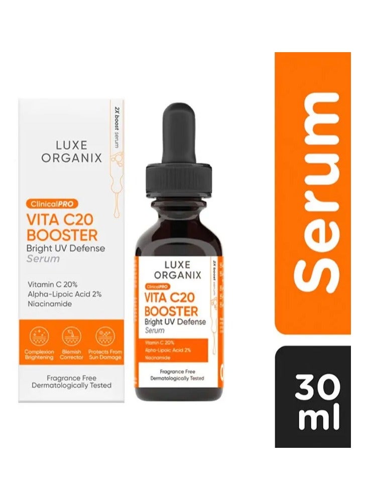 LUXE ORGANIX سيروم لكس أوريغنيكس كلينيكال برو فيتا سي 20 معزز مضاد للأشعة فوق البنفسجية 30 مل - Image 1
