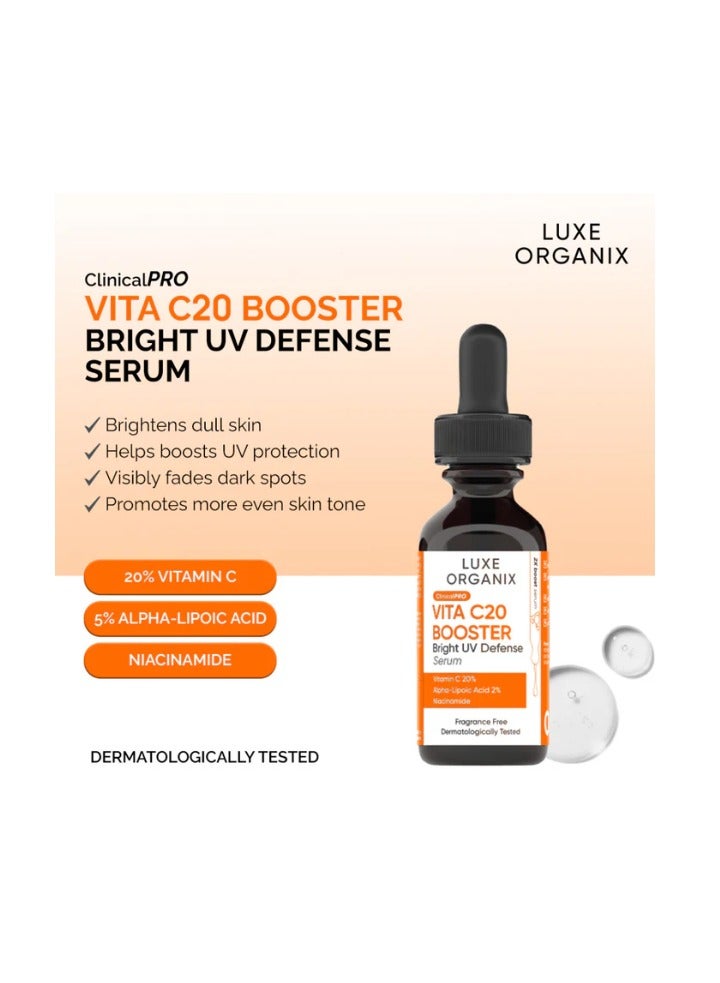 LUXE ORGANIX سيروم لكس أوريغنيكس كلينيكال برو فيتا سي 20 معزز مضاد للأشعة فوق البنفسجية 30 مل - Image 3