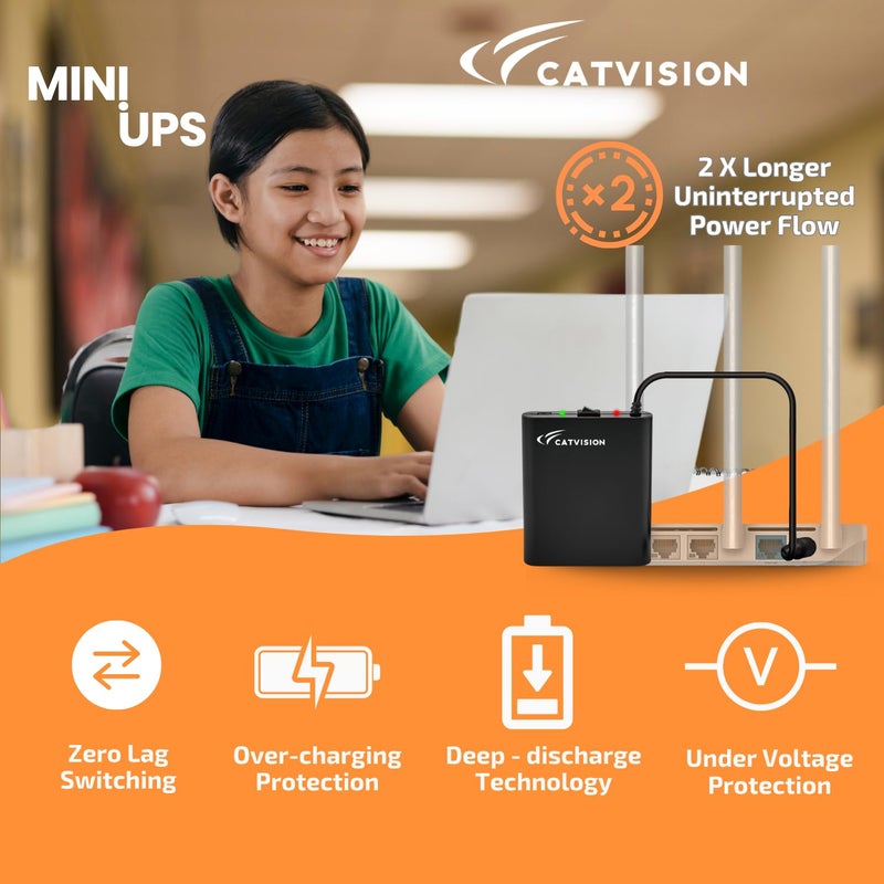 CTVISON UPS صغير لجهاز التوجيه Wi-Fi I 12V-2A I بطارية احتياطية 2x2600 مللي أمبير تصل إلى 4 ساعات | حماية من الزيادة والتفريغ I ضمان 12 شهر | UPS محمول | بطارية قابلة للاستبدال | معتمد من BIS - Image 5