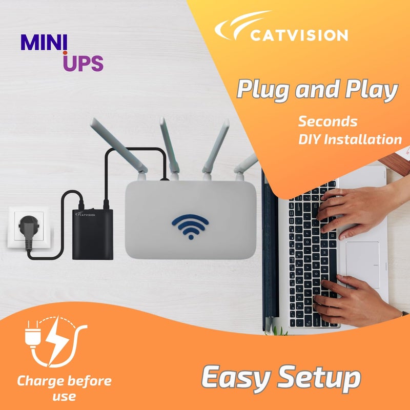 CTVISON UPS صغير لجهاز التوجيه Wi-Fi I 12V-2A I بطارية احتياطية 2x2600 مللي أمبير تصل إلى 4 ساعات | حماية من الزيادة والتفريغ I ضمان 12 شهر | UPS محمول | بطارية قابلة للاستبدال | معتمد من BIS - Image 3