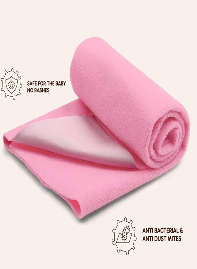 ATOOTFUSION Anti-Pilling Fleece Extra Absorbent Instant Dry Baby Sheet | Waterproof Baby Bed Protector | Soft & Changing Mat (Pink + Red, Extra Large, 200 cm x 140 cm (Pack of 2)) - Image 2