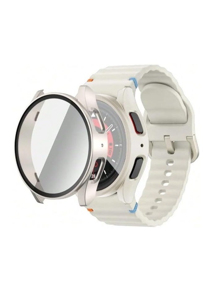 Screen Protector Case Compatible with Samsung Galaxy Watch 7 Case 40mm, with Built-in Screen Protector Hard PC Ultra Thin Anti-Scratch Protective Cover (Star Light)
