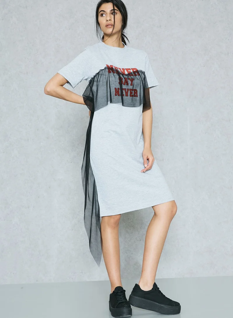 Daisy Street Ruffled Details T-Shirt Dress