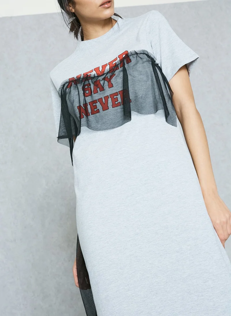 Daisy Street Ruffled Details T-Shirt Dress