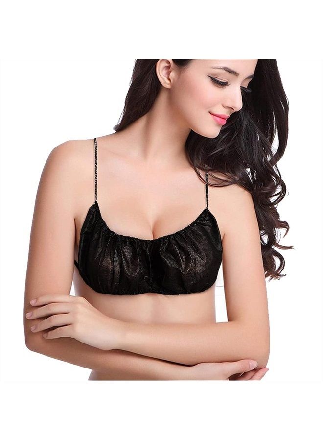 Greenour 50PCS Disposable Bras for Spa Women's Underwear Black - Spray Tanning, Waxing, Beauty Salon - Individually Pack - Image 1