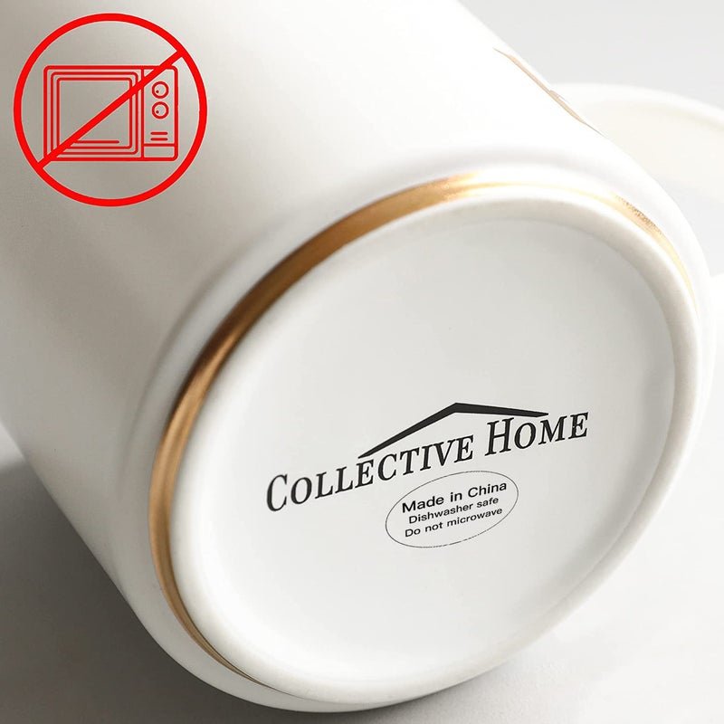COLLECTIVE HOME - Monogram Ceramic Mugs, 15 oz Golden Initial Coffee Cups, Elegant Alphabet Tea Mugs, Elegant Personalized Mug with Gift Box, Luxurious Cups for Office and Home (m) - Image 4