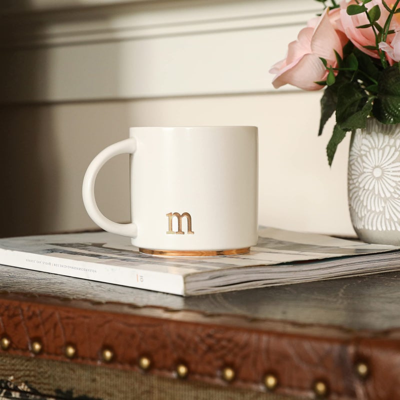 COLLECTIVE HOME - Monogram Ceramic Mugs, 15 oz Golden Initial Coffee Cups, Elegant Alphabet Tea Mugs, Elegant Personalized Mug with Gift Box, Luxurious Cups for Office and Home (m) - Image 3