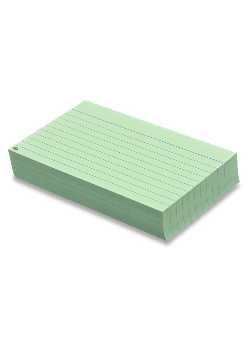 FIS® Ruled Record Cards or Index Cards, Size:5"x3" Inches (127x76mm), Two Sides Single Ruled, 180gsm, 100 Sheets Per Packet, Packet of 3 Pieces, Green Color-FSIC53-180GR-3 - Image 2