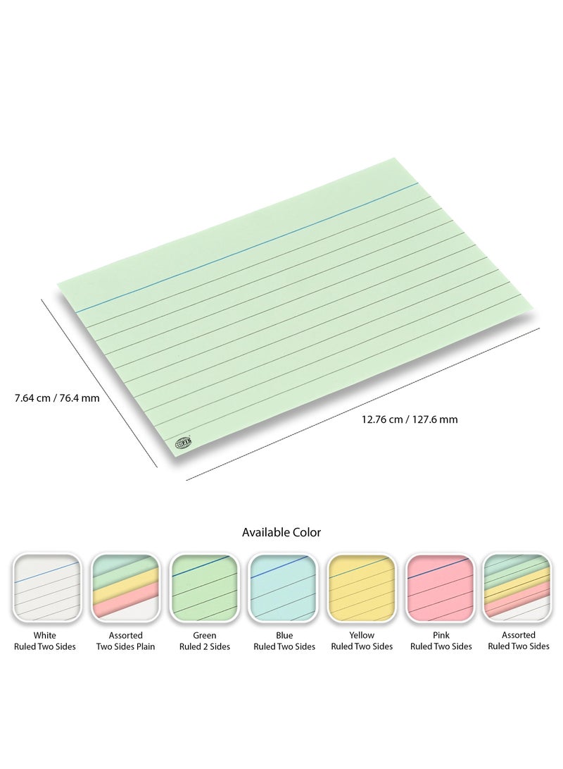 FIS® Ruled Record Cards or Index Cards, Size:5"x3" Inches (127x76mm), Two Sides Single Ruled, 180gsm, 100 Sheets Per Packet, Packet of 3 Pieces, Green Color-FSIC53-180GR-3 - Image 4