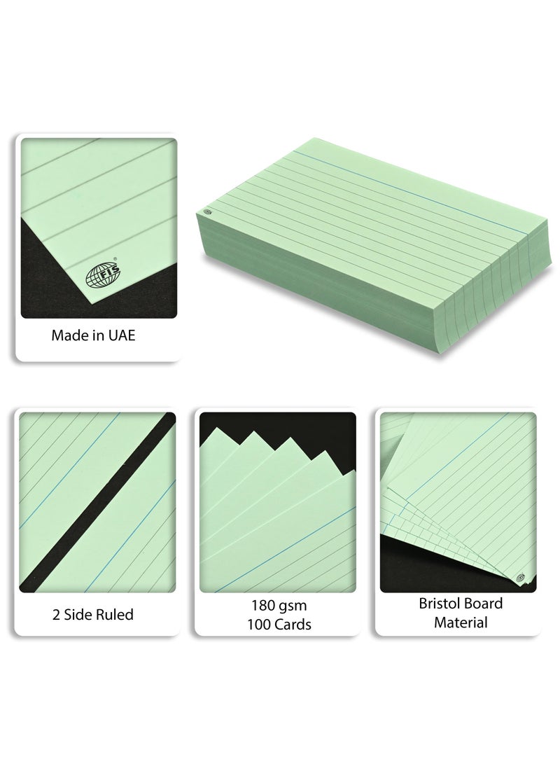 FIS® Ruled Record Cards or Index Cards, Size:5"x3" Inches (127x76mm), Two Sides Single Ruled, 180gsm, 100 Sheets Per Packet, Packet of 3 Pieces, Green Color-FSIC53-180GR-3 - Image 5