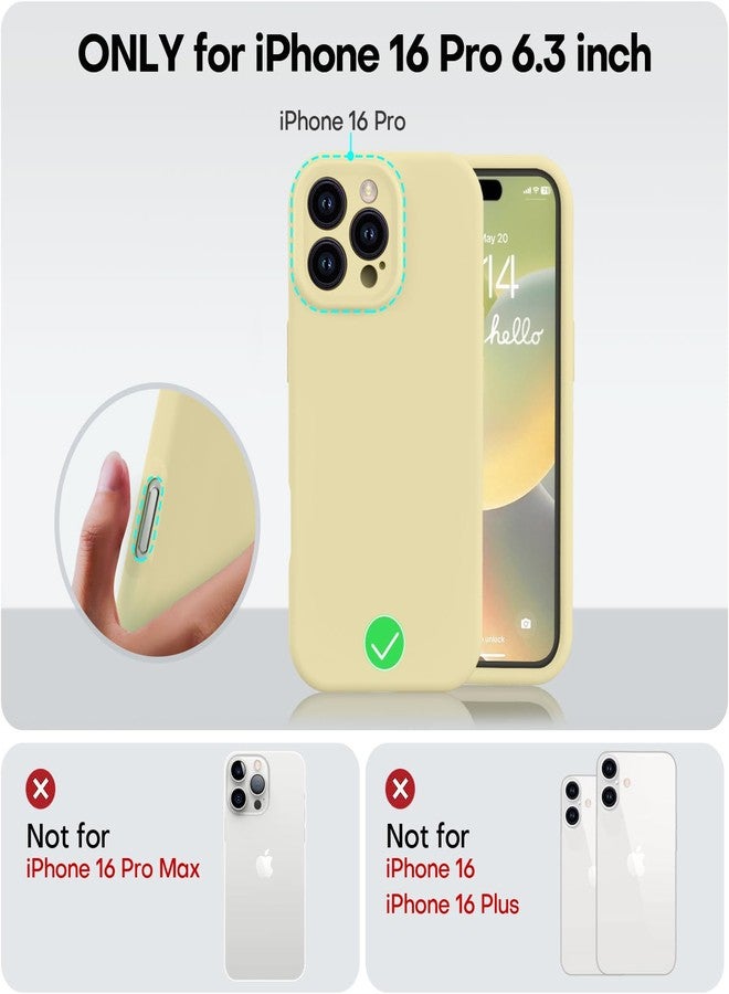 Vooii Compatible with iPhone 16 Pro Case, Liquid Silicone Upgrade [Camera Protection] [Soft Anti-Scratch Microfiber Lining] Shockproof Phone Case for iPhone 16 Pro 6.3 inch - Creamy Yellow - Image 5