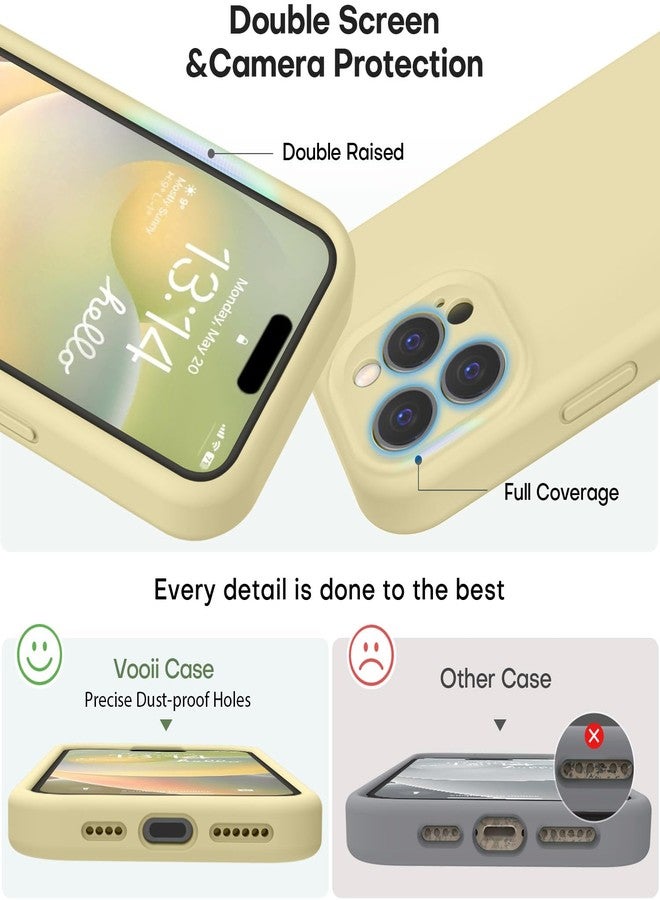Vooii Compatible with iPhone 16 Pro Case, Liquid Silicone Upgrade [Camera Protection] [Soft Anti-Scratch Microfiber Lining] Shockproof Phone Case for iPhone 16 Pro 6.3 inch - Creamy Yellow - Image 3