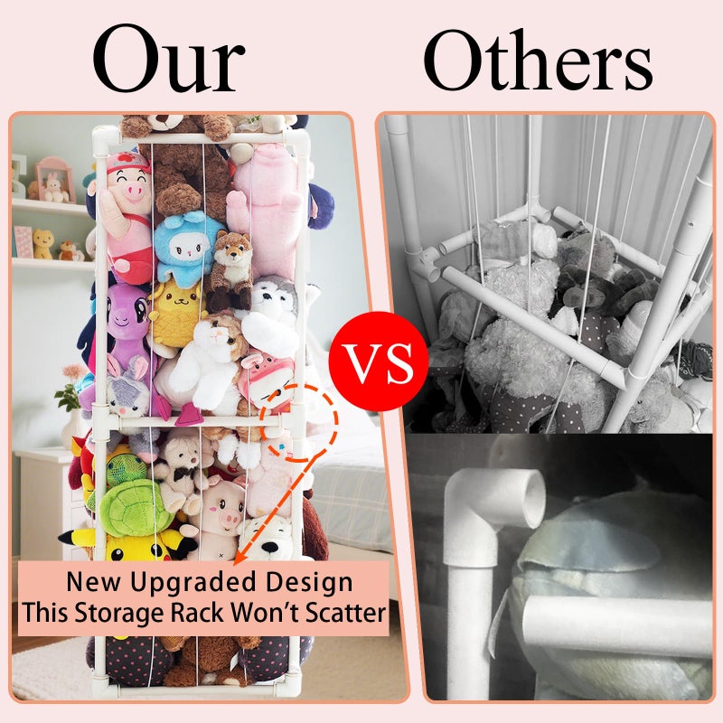 INFTOYCO Large Stuffed Animal Storage Zoo Cage Holder, Upgradation PVC Stuffed Animal Storage Organizer, Space Saving Plush Toys Zoo Holder, for Kidroom Playroom, White - Image 5