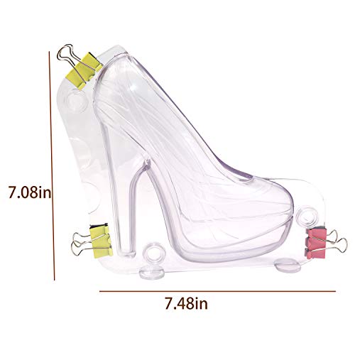 Together-life Big Size 3D High Heel Shoe Chocolate Mold with 3 Clips, DIY Crystal Jelly Lady Shoes Mould Candy Cake Decoration Desserts Fondant Model Baking Pastry Tool, 7.5" x 7" x 2.7" - Image 4