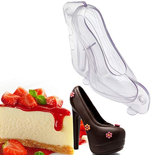 Together-life Big Size 3D High Heel Shoe Chocolate Mold with 3 Clips, DIY Crystal Jelly Lady Shoes Mould Candy Cake Decoration Desserts Fondant Model Baking Pastry Tool, 7.5" x 7" x 2.7" - Image 3