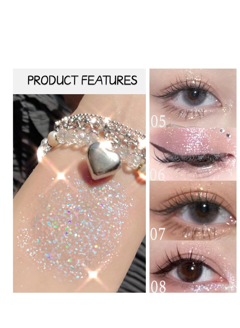 Excefore 8 PCS Glitter Liquid Eyeshadows, Fine Shimmer Popping Shimmer Bling Under Eye Shadow, Loose Glitter Glue for Crystals Eye Makeup, Matte Glitter Highly Pigmented Blending, Perfect For Woman, Girl - Image 3