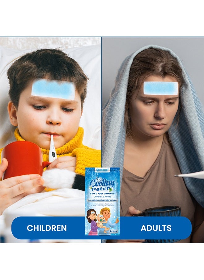 10 Pack Cooling Patch - Cooling Patch for Fever, Natural Headache Relief & Migraine, Soft Gel Sheet, Fever Patch for Children, Tension/Sinusitis, Headache Prevention