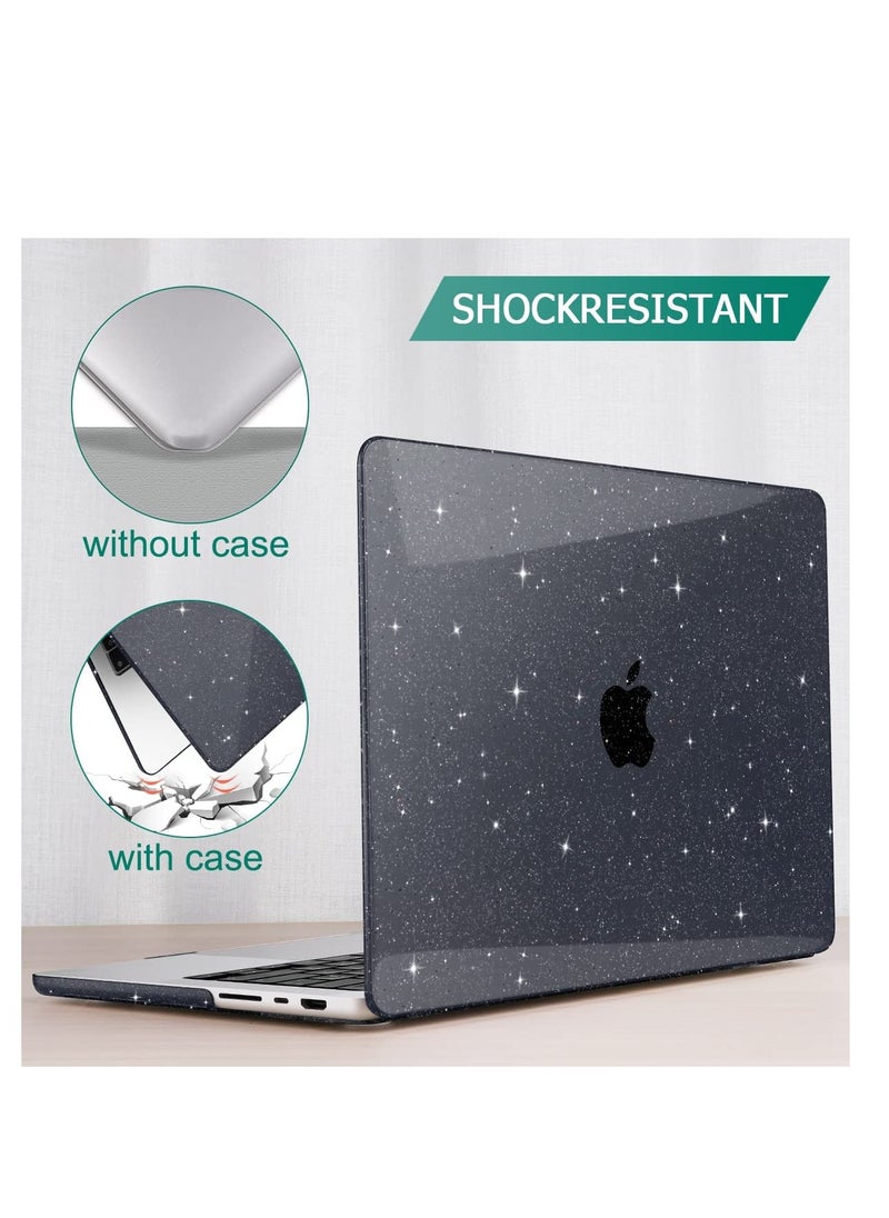 Generic Sparkly Case compatible for NEW Macbook Pro 14 inch M3 A2918 A2992 M2 A2779 M1 A2442 Pro/Max Chip with Touch ID, 2023-2021 Release, Plastic Hard Shell, Smooth Shiny Surface, Glitter Black  - Image 5