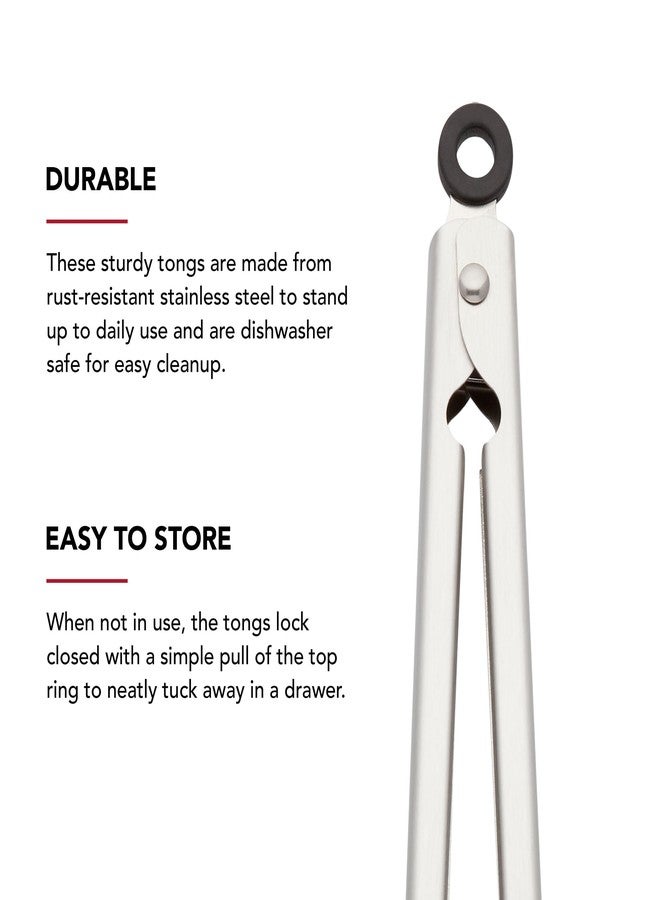 KitchenAid Set of 2 Stainless Steel Tongs with Scalloped Edges Easy Lock Dishwasher Safe Durable and Versatile 7 Inch and 9 Inch Silver - Image 4