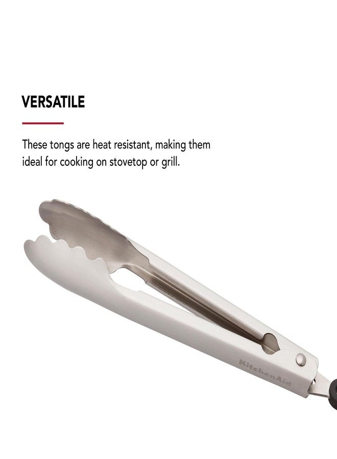 KitchenAid Set of 2 Stainless Steel Tongs with Scalloped Edges Easy Lock Dishwasher Safe Durable and Versatile 7 Inch and 9 Inch Silver - Image 5