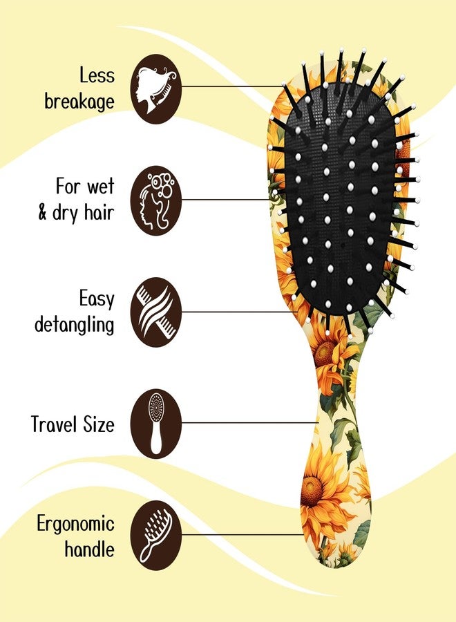 GABraden Mini Hair Brush,Cute Detangling Travel Hair Brush,Soft Bristles for Effortless Tangle Removal,Detangler Hairbrush for Women Men Boys Girls Kids Wet Dry All Hair Types (Yellow Sunflower, Mini) - Image 3