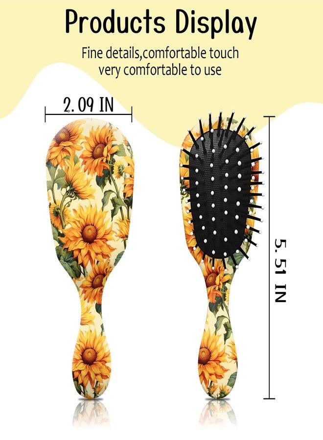 GABraden Mini Hair Brush,Cute Detangling Travel Hair Brush,Soft Bristles for Effortless Tangle Removal,Detangler Hairbrush for Women Men Boys Girls Kids Wet Dry All Hair Types (Yellow Sunflower, Mini) - Image 2