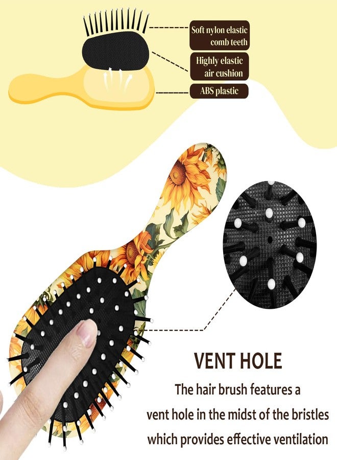 GABraden Mini Hair Brush,Cute Detangling Travel Hair Brush,Soft Bristles for Effortless Tangle Removal,Detangler Hairbrush for Women Men Boys Girls Kids Wet Dry All Hair Types (Yellow Sunflower, Mini) - Image 4