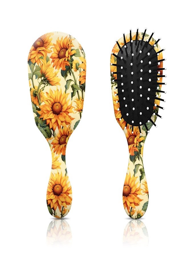 GABraden Mini Hair Brush,Cute Detangling Travel Hair Brush,Soft Bristles for Effortless Tangle Removal,Detangler Hairbrush for Women Men Boys Girls Kids Wet Dry All Hair Types (Yellow Sunflower, Mini) - Image 1