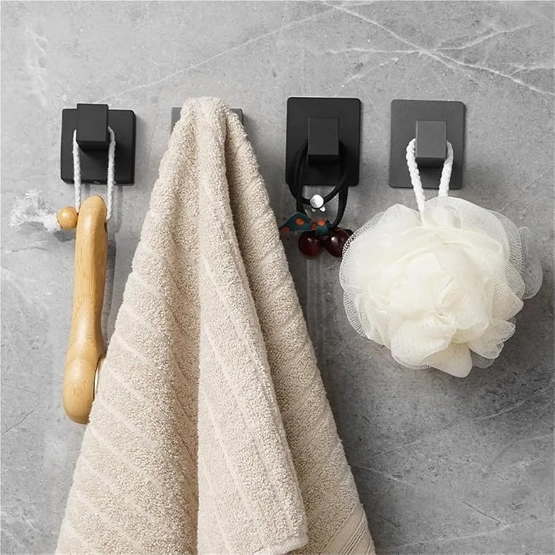 Black Self Adhesive Wall Hooks 3PCS for Keys Bags Towels Bathroom Robe Coat - Image 4