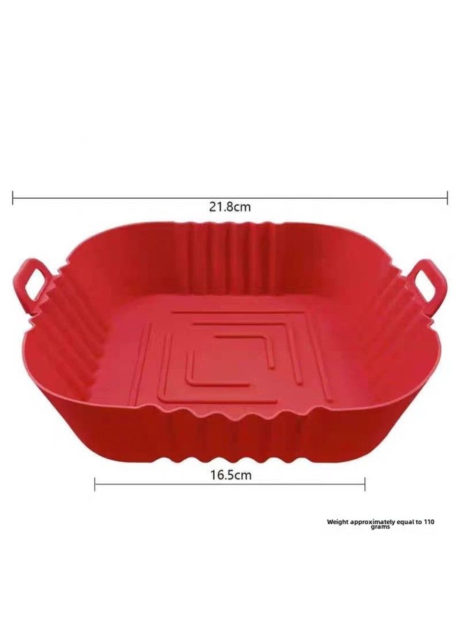 Hot Food Grade Air Fryer Oven Special Baking Tray Silicone Pad Round Non-stick Bottom Barbecue Baking Baking-Specifications:Square Silicone Tray-Color:Red  - Image 1