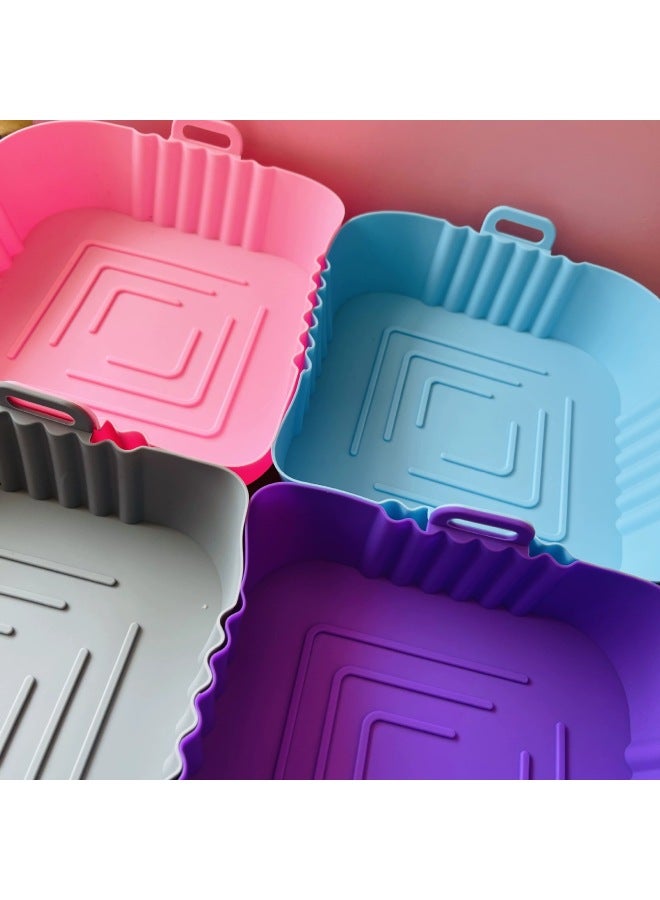 Hot Food Grade Air Fryer Oven Special Baking Tray Silicone Pad Round Non-stick Bottom Barbecue Baking Baking-Specifications:Square Silicone Tray-Color:Red  - Image 3