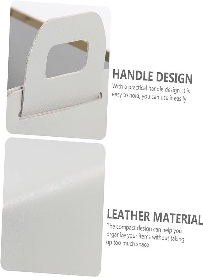 RELEMTRA Leather Storage Bin Baskets • Original, Durable, Foldable Leather Bins for Organizing Tiny Home Essentials • Cute, Decorative Shelf, Table or Desk Organizer Solution (Grey) - Image 3