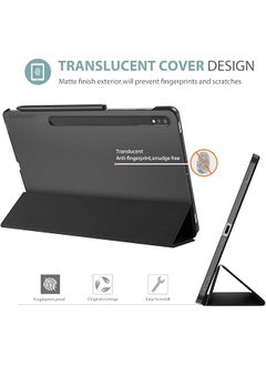 Procases For Galaxy Tab S8 Plus 2022 Tab S7 Fe 2021 Tab S7 Plus 2020 12.4 Inch Case Protective Slim Case Folio Hard Back Smart Cover For 12.4” Galaxy Tab S8+ S7 Fe S7+ -Black  - Image 3