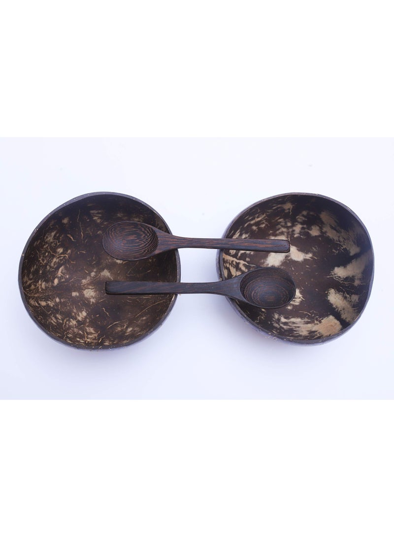 Natural Coconut Bowls and Spoons, Coconut Bowls Acai Smoothie Bowl Noodle Ramen Bowls (Set of 2 Bowls and 2 Spoons) - Image 4