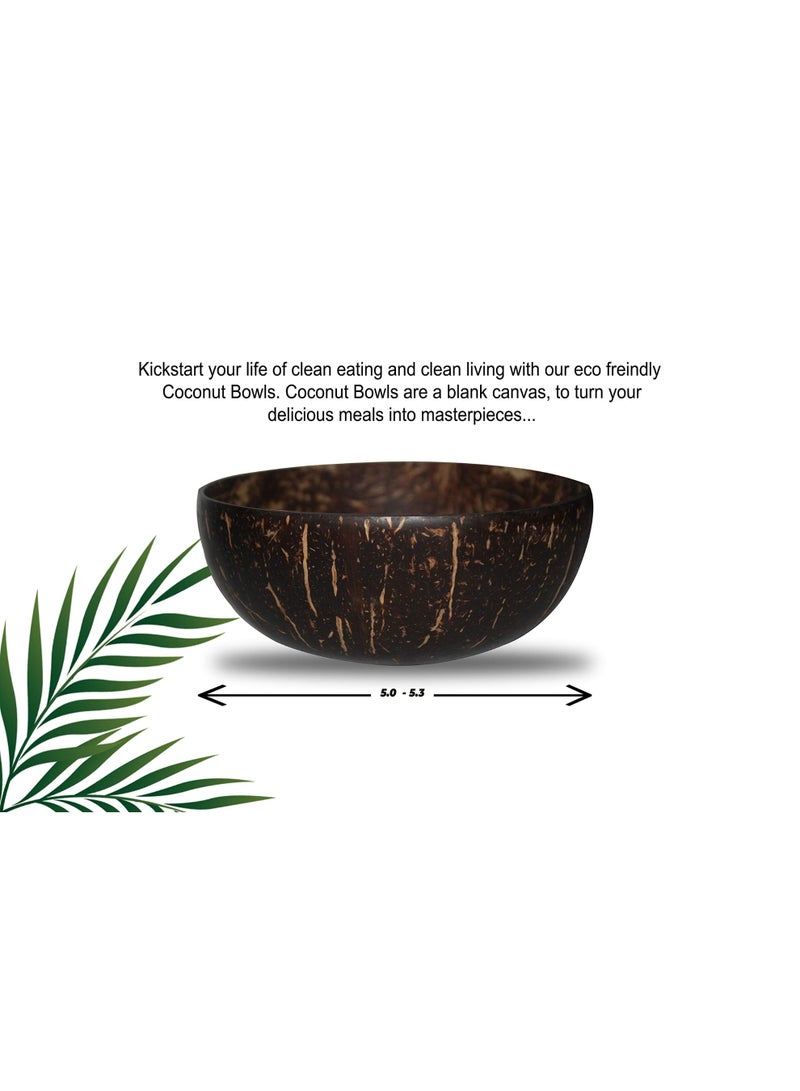 Natural Coconut Bowls and Spoons, Coconut Bowls Acai Smoothie Bowl Noodle Ramen Bowls (Set of 2 Bowls and 2 Spoons) - Image 3