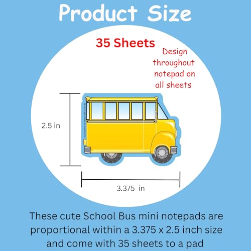 SHAPES ETC. 35 Sheets School Bus Mini Notepad 3.375x2.5in Classroom Décor School Theme Craft Activities Kids Back to School Bulletin Board Bus Shape Bulletin Board Elementary Classroom Made in USA - Image 2