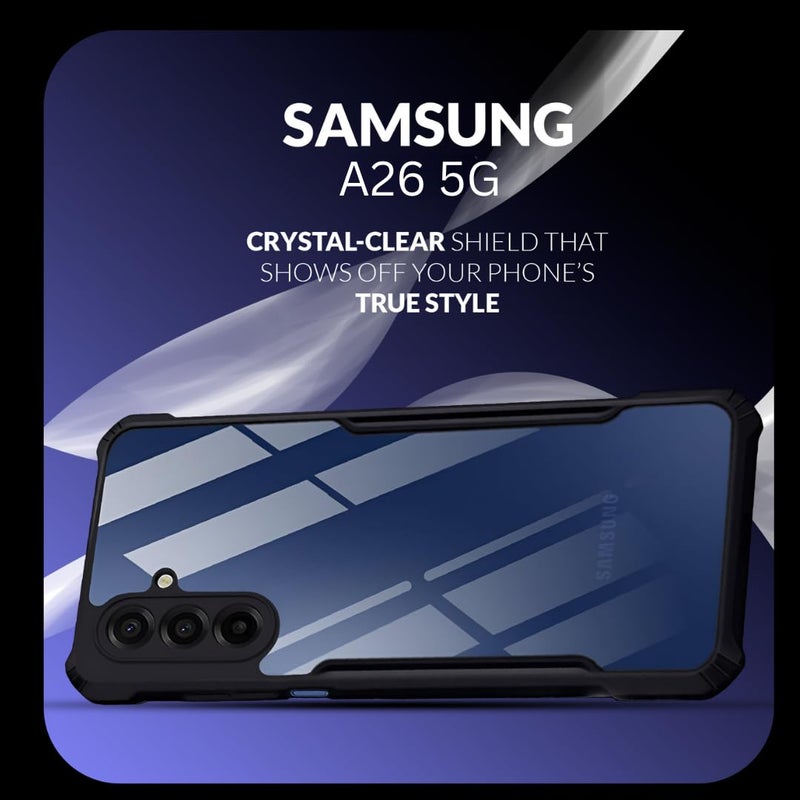 ShieldTech Back Cover Case + Screen Protector for Samsung Galaxy A26 5G | Transparent Black | TPU & PC Anti Yellow Mobile Phone Case Cover for Samsung Galaxy A 26 / A26 5G | 360 Degree Protection - Image 2