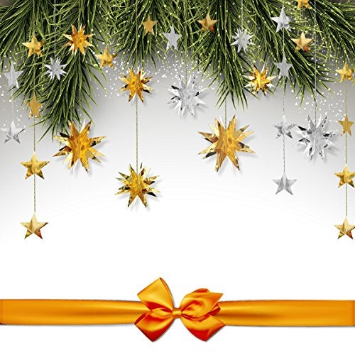 pinkblume Gold Party Decorations Star Garlands Streamer Gold 3D Stars Metallic Paper Hanging Bunting Banner for Birthday Wedding Baby Bridal Shower Holiday Christmas Ramadan EID Mubarak Party Supplies - Image 4